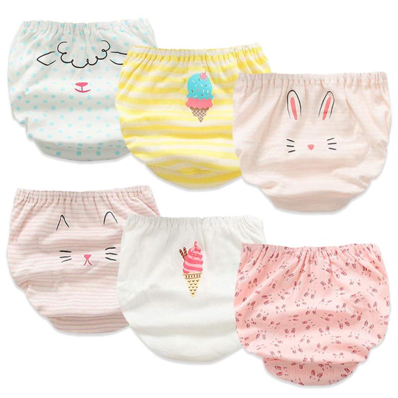 樂天商城 - [Comfort U] 女の子 パンツ 6枚セット 女児用ショーツ 下着 綿100% 通気 肌着 柔らかい 吸湿 快適 子供 パンツ インナー 幼児 保育園用 水玉 うさぎ柄 90 100 110 120 130 140