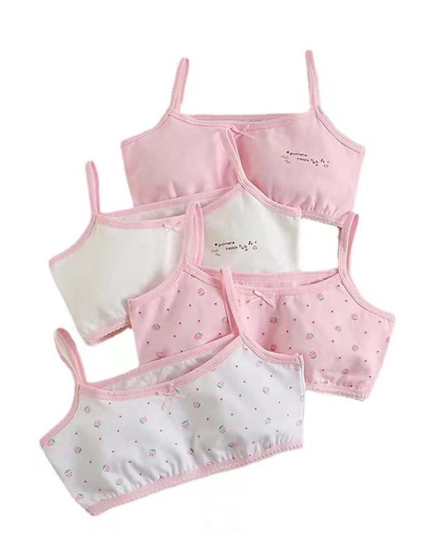 Atexiu ジュニア ブラ ハーフトップ ガールズ 子供用 タンクトップ ブラジャー 小学生 4枚セット 女の子 インナー 可愛い スポーツブラ 130-160