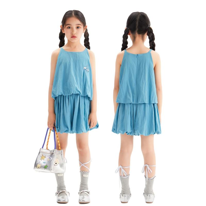 [Barry Banny] 子供服 女の子 キッズ セットアップ 夏 2点セット 女児服 ガールズ キャミソール/キュロットスカート セット 刺繍デザイン 通気性 おしゃれ 普段着 洋服 カジュアル 可愛い 110 120 1