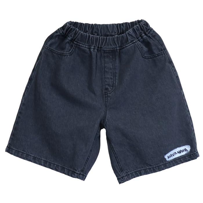 [ナバナバ] ジーンズハーフパンツ NAVA-012K ジュニア デニムハーフパンツ キッズ ズボン 子供 綿 韓国 Kファッション 韓流 ストリート 男子 女子 おしゃれ ビックシルエット 小学生 中学生