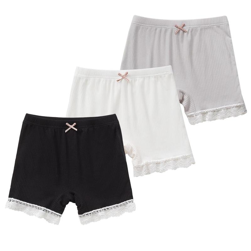 樂天商城 - [Buffydeer] 女の子 パンツ 子供用 ボクサーパンツ 3枚セット インナー パンツ キッズ 肌着 ジュニア 下着 子供 ガールズ ショーツ 小学生 無地 リボン 短パン 綿 100 110 120 130 140 150 160