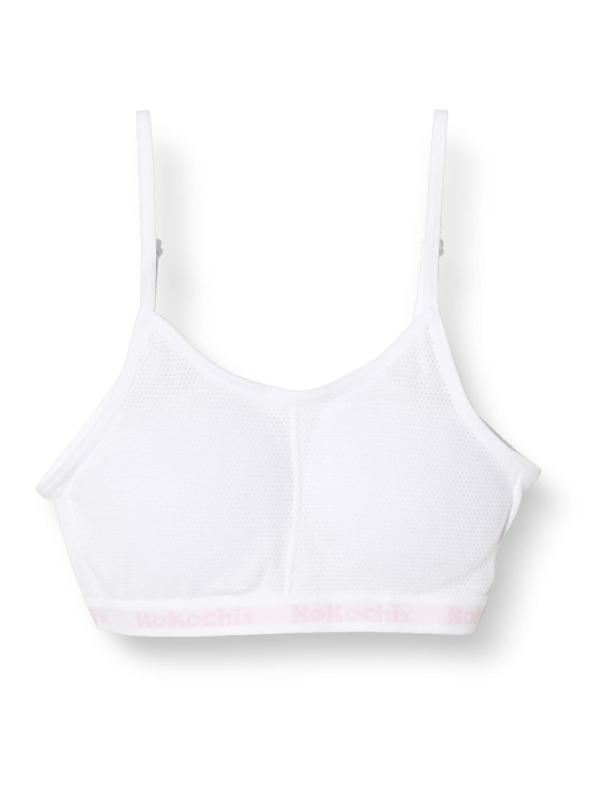 [ガロー] ハーフトップブラ キャミ パット 取り外し可 白 メッシュ/吸水速乾 ガールズ 2枚セット 140～165