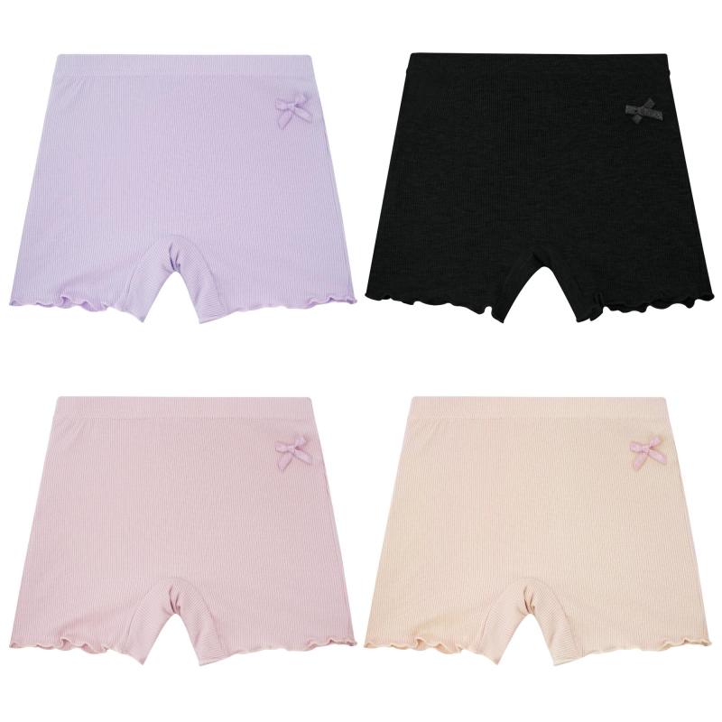 Rakuten - [Maeau] キッズ 子供下着 ショーツ 女の子 無地 インナーパンツ 綿 肌着 4枚セット ジュニア ガールズ 綿 抗菌 防臭 柔軟 通気 ボクサー 幼稚園 保育園