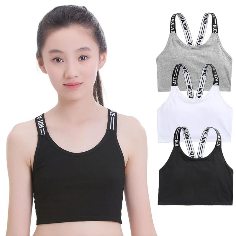 [ENJHIKE] ジュニアブラ ガールズブラジャー ファーストブラ 小学生 スポーツブラ カップ付き ハーフキャミ ティーンズブラ 長め 子供用 ノンワイヤー インナー 女の子