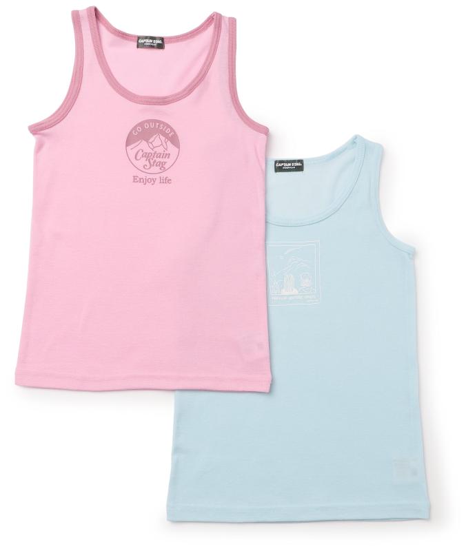 [CAPTAIN STAG] アンダーシャツ UNDERWEAR【女児】 2P キャプテンスタッグ 綿混フライス ラン型スリーマ A柄 552
