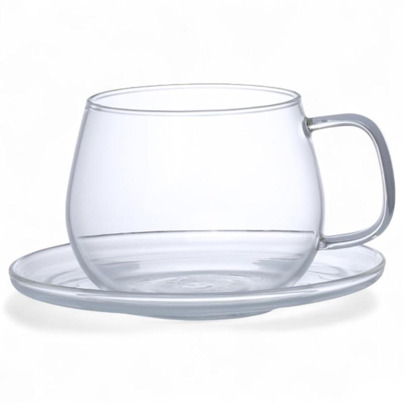 J-kitchens 水影 耐熱 ガラス 製 紅茶 コーヒー カップ & ソーサー Φ68×H67mm 230cc Current Model