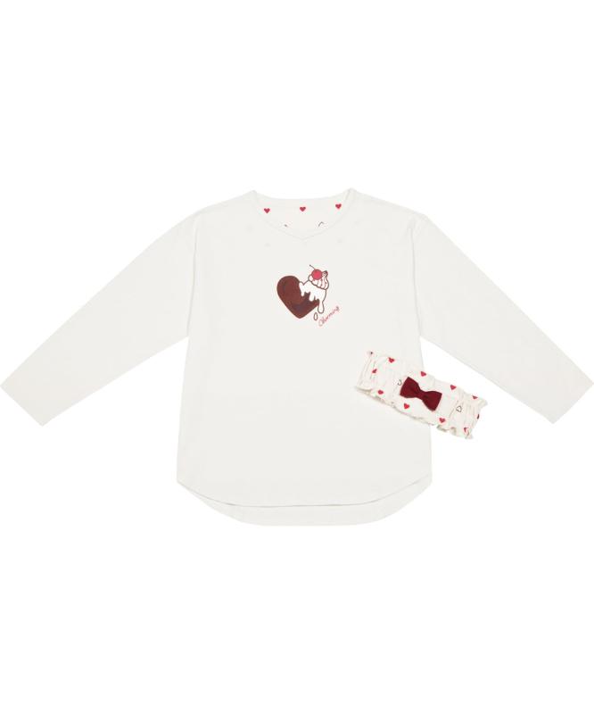 [ワコール キッズ ジュニア] ジュニア 女児パジャマ トップス単品 パジャマトップスとヘアバンドのセット 綿100％(本体) 長袖 女の子 CTY741