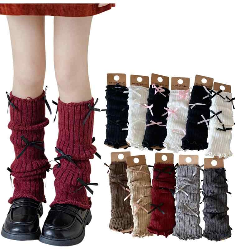 [InSomila] レッグウォーマー キッズ リボン おしゃれ ルーズソックス子供 女の子 冷え対策 派手 ダンス衣装 暖かい 4-12歳 ママ揃い 35cm