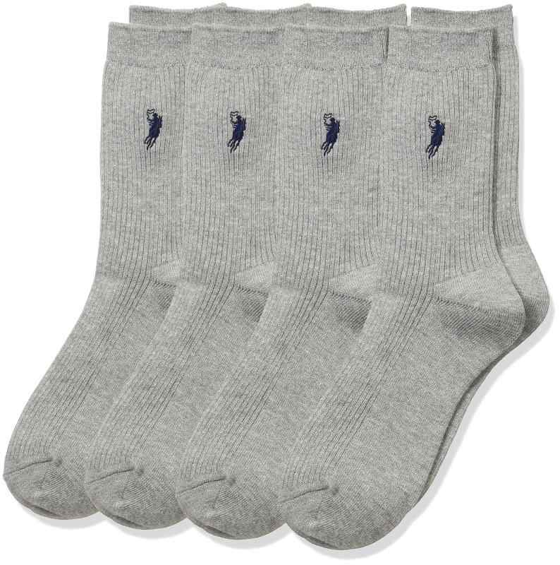 (イヤシ) 癒足 子供ウエスタンポロリブ刺繍クルーソックス4足セット