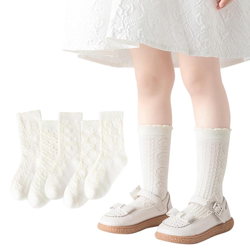 [Measuttie] 靴下 女の子 フォーマル ソックス 子供 発表会 結婚式 演奏会 卒業式 入学式 卒園式 5足セット 春秋冬 クルーソックス 可愛いプリンセス