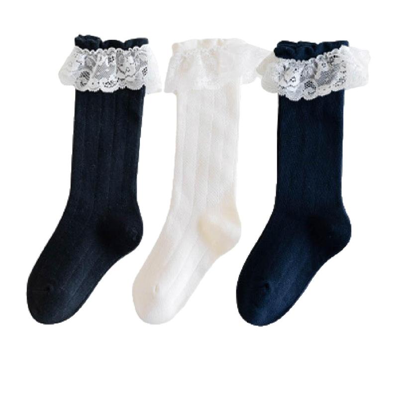 [JETSO 4U] 子供 靴下 3足セット キッズ ソックス 女の子 クルーソックス 子供フォーマル服用 通学 卒業式 発表会 リボン フリル 可愛い お姫様 綿 ハイソックス かわいい 靴下 くつした