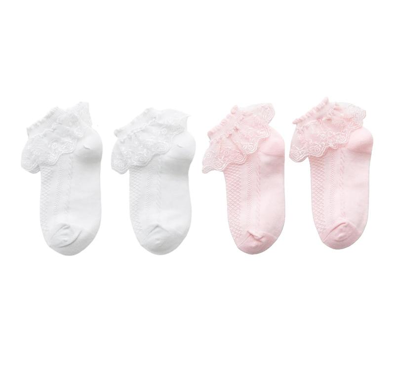 [JETSO 4U] キッズ 子供靴下 ソックス 4足セット 女の子 リフリレース靴下 ショートソックス 通学 通園 レースソックス ガールズ 子供 フォーマル服用 蝶結び 卒業式 入学式 発表会 七五三
