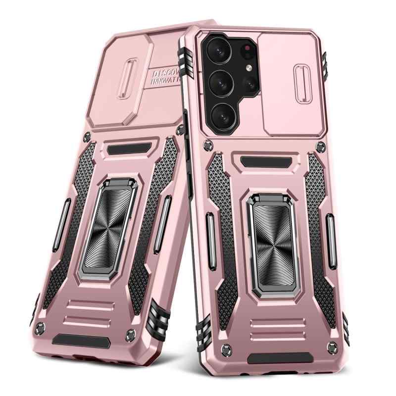 YULNCUZ Galaxy S22 Ultra 対応 ケース リング付き スライド式カメラカバー 耐衝撃 スタンド機能 車載ホルダー レンズ保護 ギャラクシーS22 Ultra 対応 スマホケース PC TPUバンパー 防塵 人気 落下防止【機種対応】Galaxy S22 Ultra 対応のデザインです、他の機器と互換性がない。【二重構造】PC(ポリカーボネート)バック＋TPU(シリコン)バンパー＋金属ホールリング、内側TPU素材とハードPCフレームで制作するため、耐久性に優れた、外 部からの衝撃を内部に吸収されて、側に滑り止めの設計で、落下を防止にできます。全カバー式の音量ボタン＆スイッチボタンの設計は、ぴったり合うだけではなく、操作しやすいよう最も適したサイズに作られています。【スライド式カメラカバー】スライドカバーはより滑らかに開閉できるようになりました。カメラレンズもスライド式カバーで砂・埃などの侵入を防ぎます。ケースのエッジは液晶画面より高さの設計で、液晶画面を保護することができます。【スタンド機能】スタンドの機能はスマホを横に放置できて、長時間の動画視聴でも手に持つ必要がなく、超らくらく動画視聴が可能です長時間での新幹線、飛行機の中での暇つぶしに最適ですよね。携帯ケースと指リングは一体型な設計で複雑な取り付けがなく、落下しにくく、擦り傷、ぶつかり合う、落下からスマートフォンを保護することができ、手に持って持ち運ぶことも安全＆便利です。車載の磁気吸盤にしっかりと吸着することができ、運転中に携帯電話のナビゲーションなどの機能をより便利に使用することができます。（ご注意：ケースの背面は金属製部分がありますので、ワイヤレスチャージャーを使うことときにカバーケースを取り外してください。USB lightning ケーブルで充電するならOKです。）【アフター】商品発送日より30日間の安心付き。破損や汚れのある製品を受け取りましたら、すぐに「販売家」で連絡してください。早く返事して解決して、完璧なショッピング体験をお楽しみください。