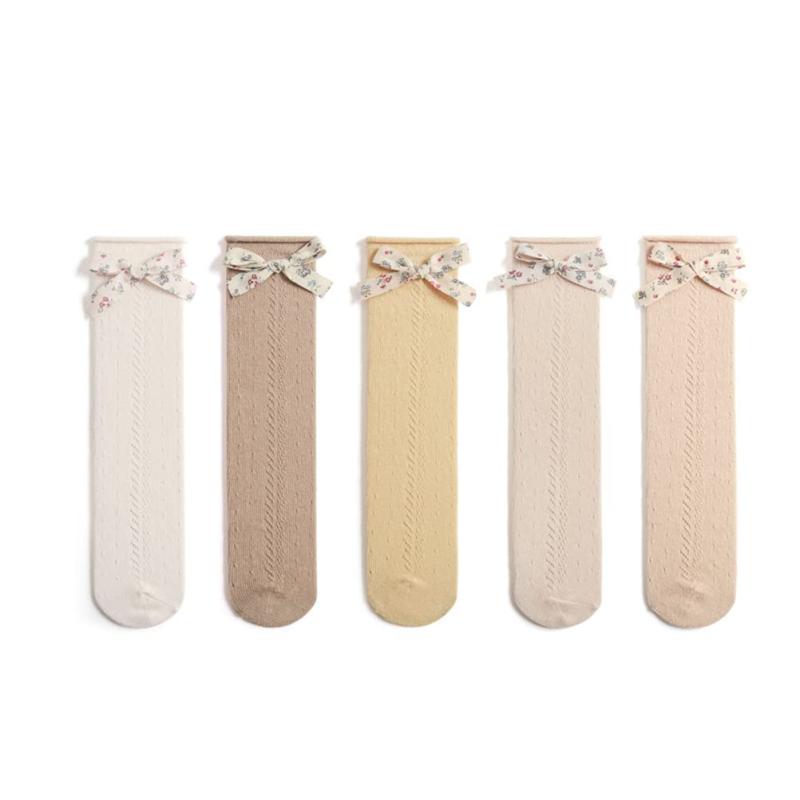 Rakuten - [HAYAHARU] 可愛い のびのびソックス 女の子 ハイソックス ガールズ フォーマル 靴下 お姫様 リボン 結婚式 発表会 5足セット 女の子 カラフル
