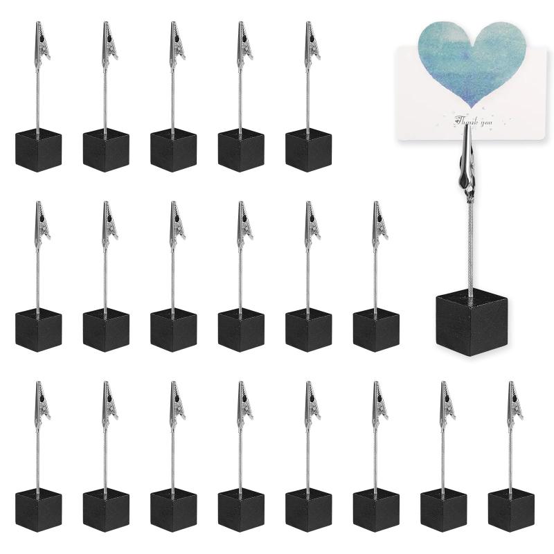 JnTech 20個セット メモクリップ 木製 メモスタンド クリップ メモホルダー カードスタンド カード立て..