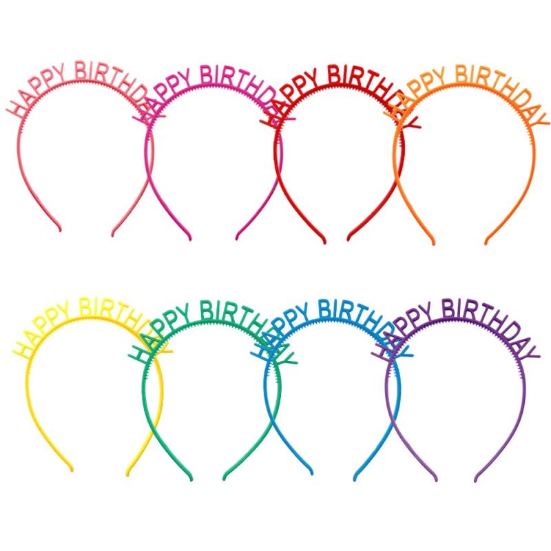 [サムコス] バースデイカチューシャ HAPPY BIRTHDAY 8色セット 飾り カラフル 誕生日 サプライズ 女性 女の子 バースデー【サイズ】15.2cm*13.9cm。大人も子供も使える誕生日用ヘアアクセサリー。【カラー】イエロー...