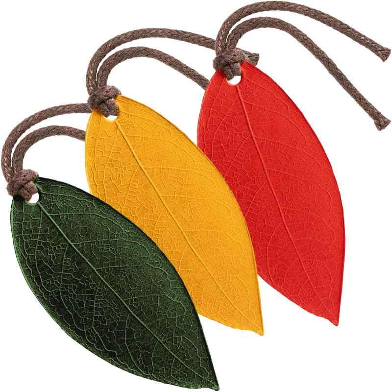 [Lurverri] しおり 本 木の葉 イタリアンレザー 本革 ブックマーク ブックマーカー 読書 栞 おしゃれ ..