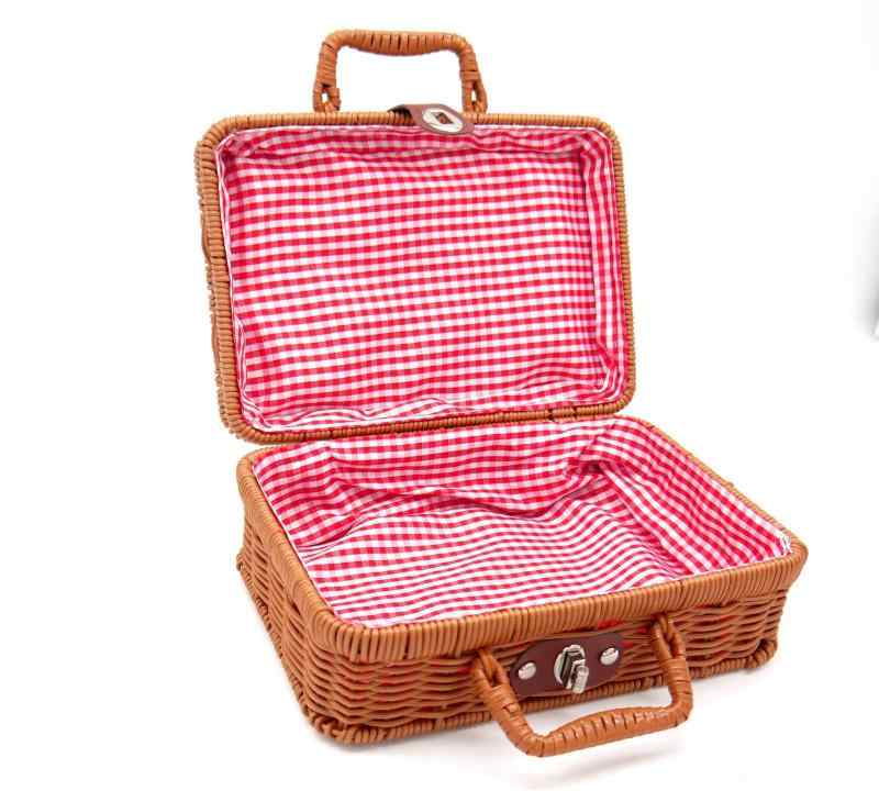 Storage Box - Sugarello ピクニックバスケット ランチバスケット 蓋付き かご 籠 バスケット トランクバスケット カゴ ピクニック 籐かご風 布張り チェック柄