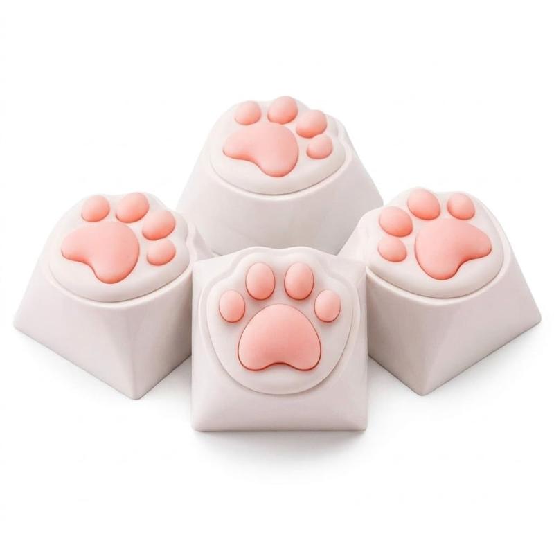 キーキャップ 猫 肉球 4個セット ぷにぷに シリコン ピンク キーボード カスタム Cherry MX軸 互換 PBT ゲーミング 飾り かわいい stellarshop-10266817 stellarshop パッケージ画像