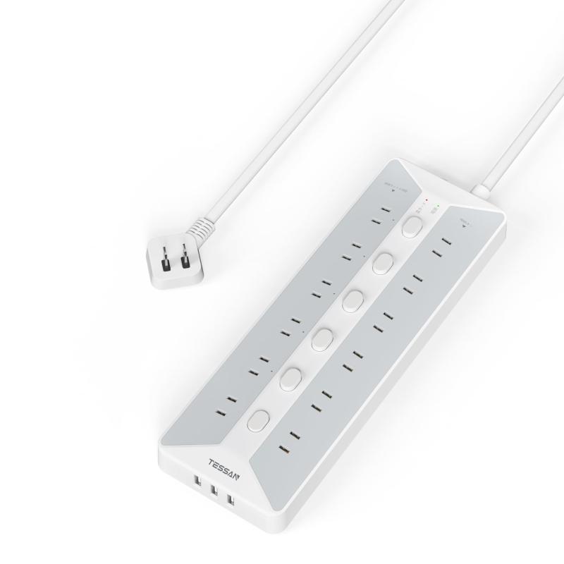 電源タップ スイッチ付き 延長コード usb コンセント TESSAN 12個AC口 3個USBポート テーブルタップ 壁掛け マルチタップ oaタップ 幅広コンセント たこあしコンセント たこ足配線