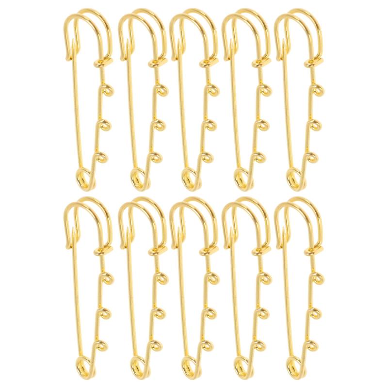 CAPASTEC 安全ピン 頑丈な金属製ブローチピン ニットスカート用 様々な生地に対応 10個入り