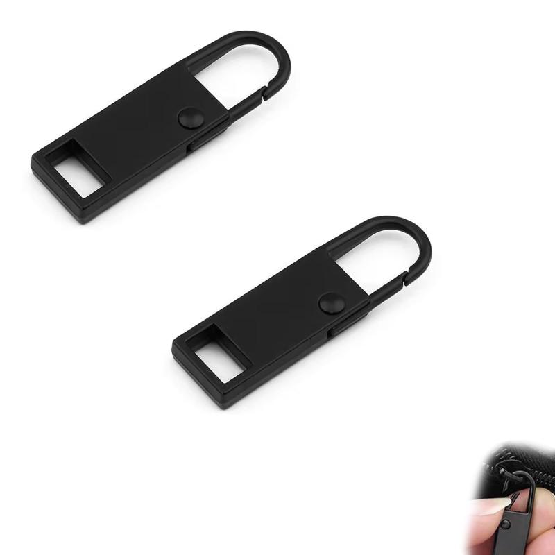 FsGrg Black Metal Zipper Pull Tabs, Replacement 2-Pack, Zipper Repair Kit, Pull Tabs/Zipper Handles for Bags, Wallets, Clothing, Shoes, DIY Repair.