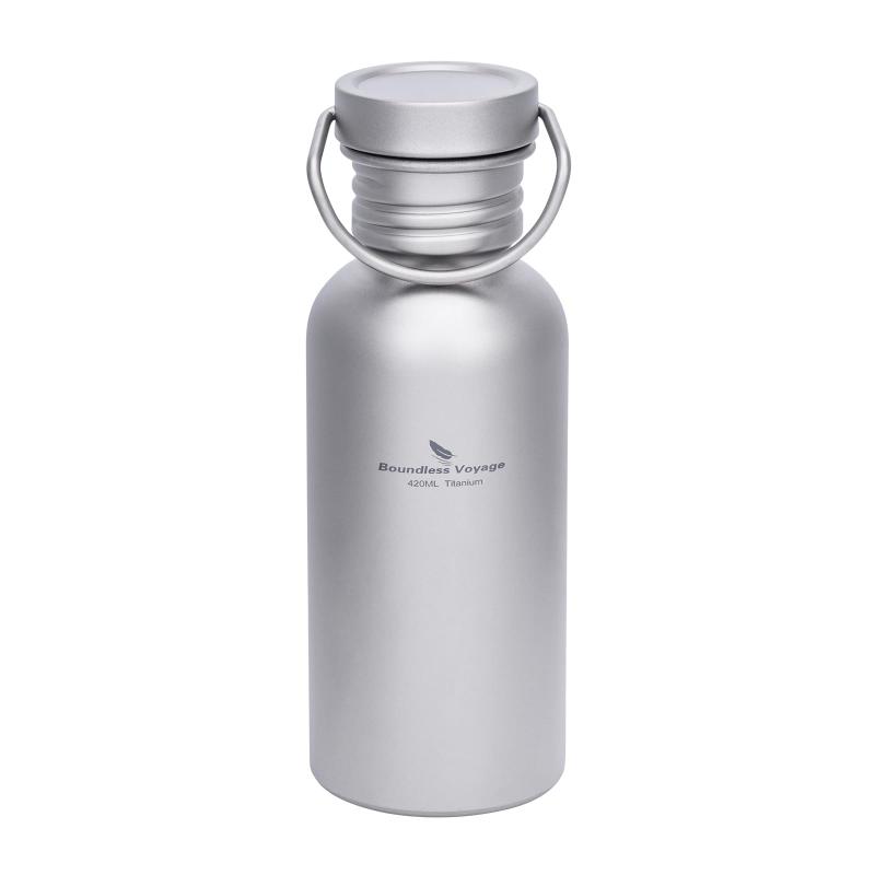 Boundless Voyage チタン スポーツ水筒 広口ボトル 420ml/600ml/750ml 単層 直飲み 直火対応 軽量 頑丈 錆びない 焚き火 登山 自転車 スポーツ アウトドア キャンプ用 プレゼント 収納袋付き 原色/結晶