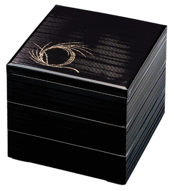 J-kitchens 行楽弁当箱 （ 弁当箱 ） 日本製 3段 7寸 千筋 黒柳結び 20.9cm x 20.9cm x 17.1cm stellarshop-10152306 stellarshop パッケージ画像