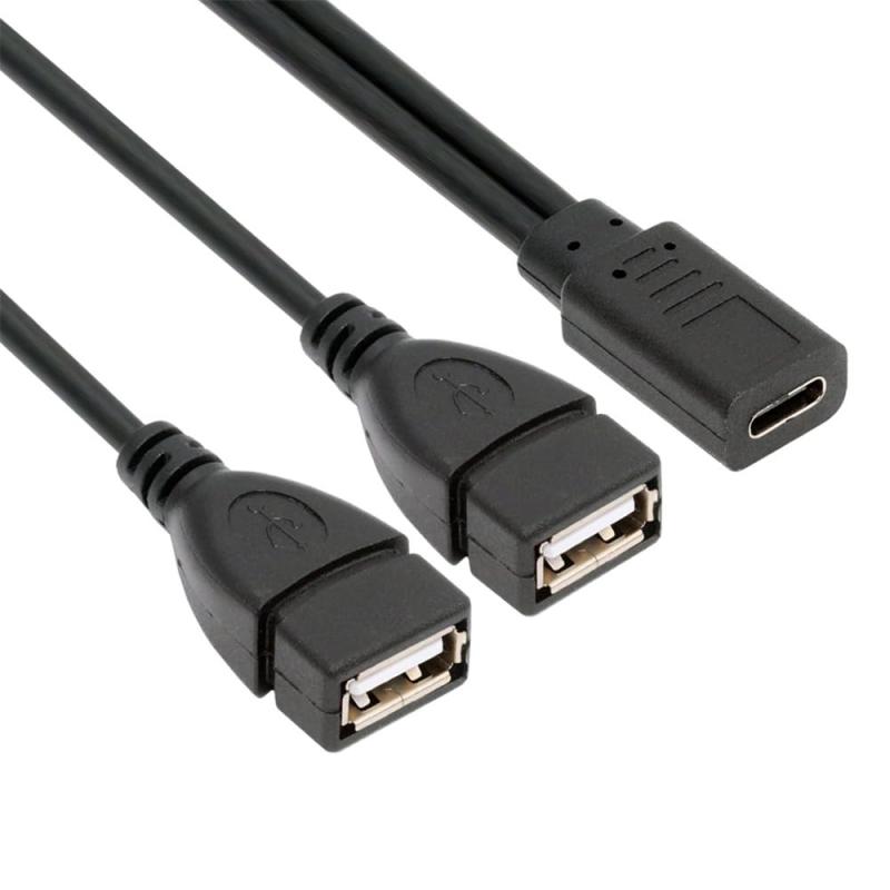Cablecc ブラック USB 2.0 メス - 5Pin ミニ USB オス スプリッター延長充電 32AWG ケーブル
