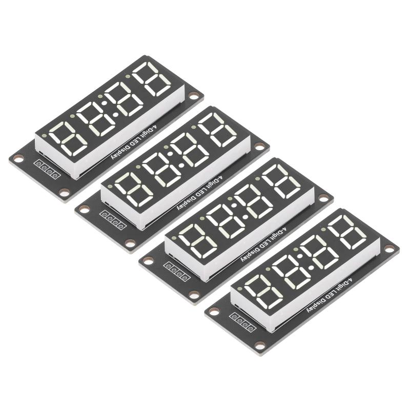 チューブLEDセグメントディスプレイモジュール 4桁 0.56インチ 4個セット TM16377対応 時計ディスプレイ カウンター表示 智能家電用部品