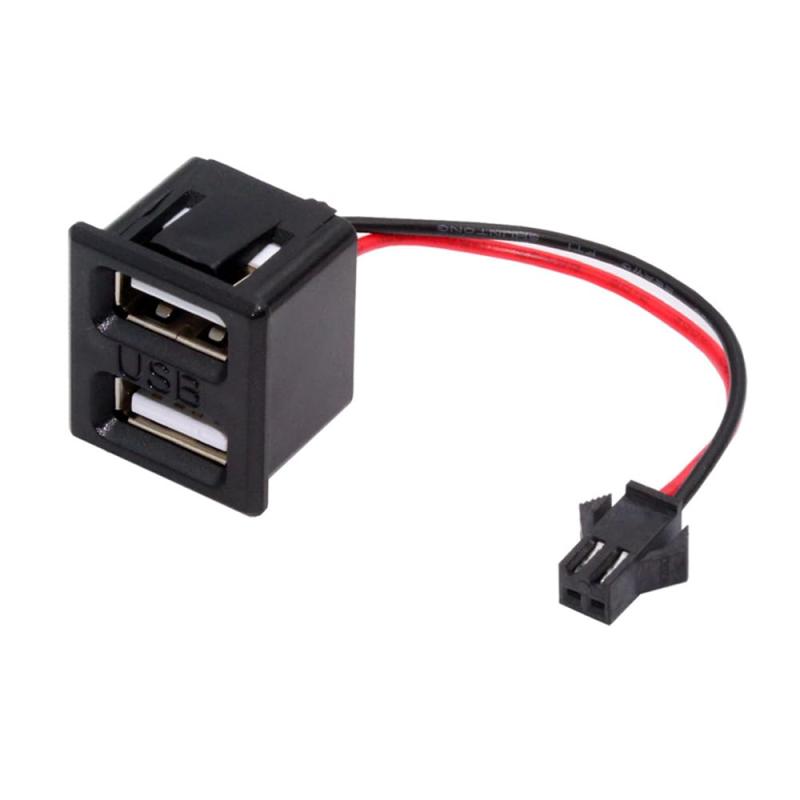 Cablecc OEM DIY デュアル タイプ A および タイプ C メス ソケット DC 5V 電源から 2 ピン ヘッダー ケーブル ピッチ = 2.54mm ラッチ マウント タイプ