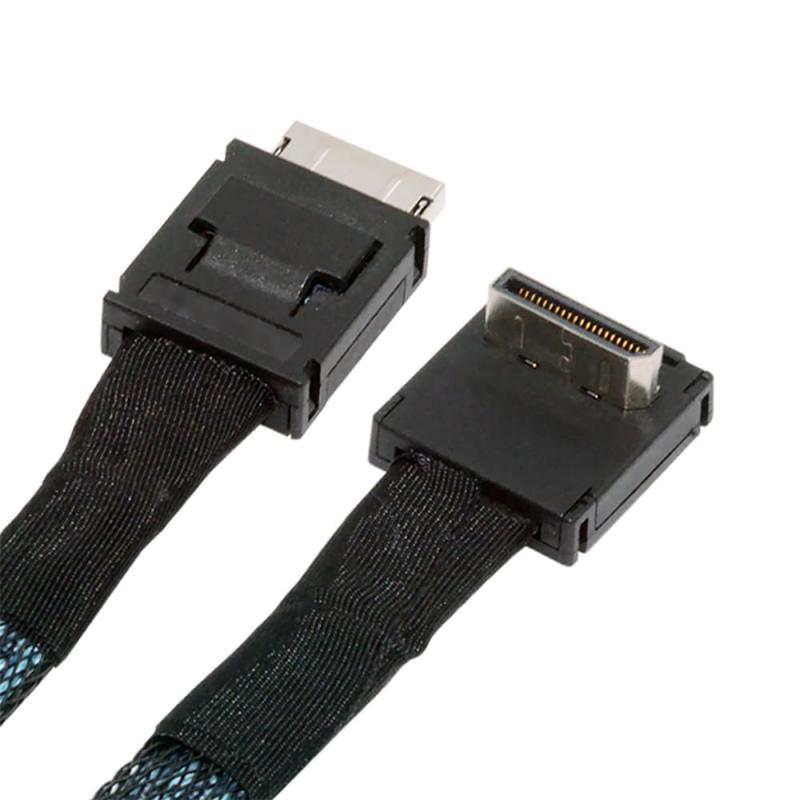 NFHK 左下角度 90度 OcuLink PCIe 4.0 PCI-Express SFF-8611 4i to SFF-8611 データアクティブケーブル eGPU SSD 50cm用