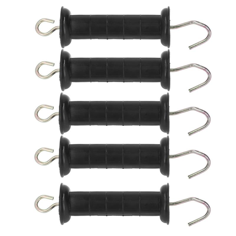 5個入り 電気柵ハンドル 絶縁ゲートグリップバー 金属フック付き 農場 牧草地用