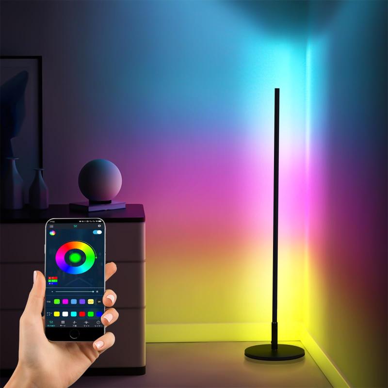 MOREFULLS RGB 変色 フロアランプ LED 調光調色 フロアライト 北欧風 LEDコーナーライト 間接照明 フロアスタンド・ランプ 寝室/リビング/オフィス/ゲーム室対応 リモコン付き 音楽同期 タイミン