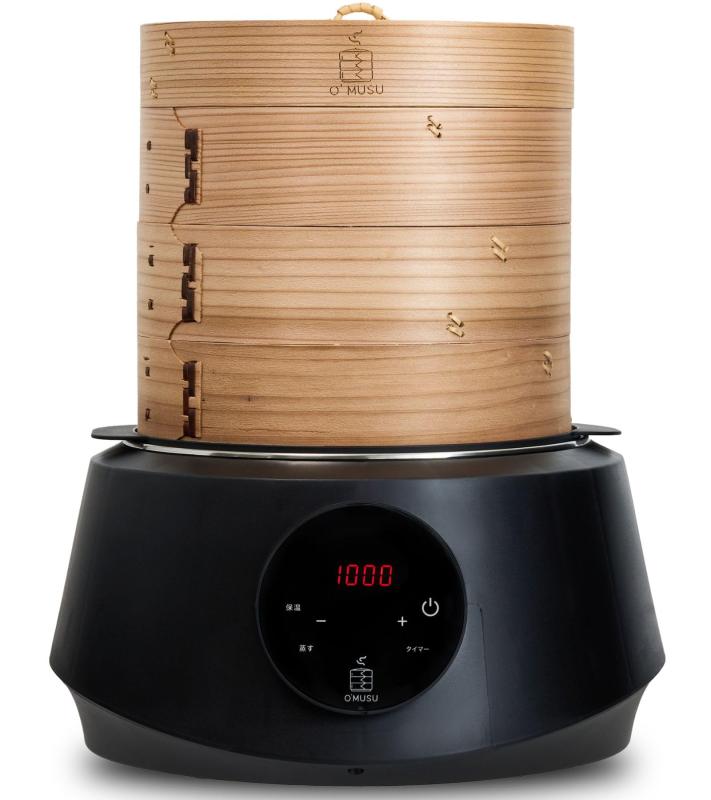 樂天商城 - Ocrasi せいろ 蒸し器 電気 21cm 便利なタッチパネル 6段階火力調節 低温蒸し調理 簡単手間なくせいろ蒸し生活 O'MUSU オムス