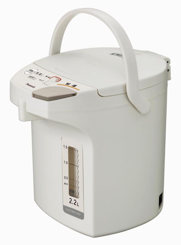 With Thermal Insulation - ピーコック魔法瓶 電気ポット 湯沸かし 省エネ 電動給湯ポット 保温 再沸騰 ライトグレー WMS型