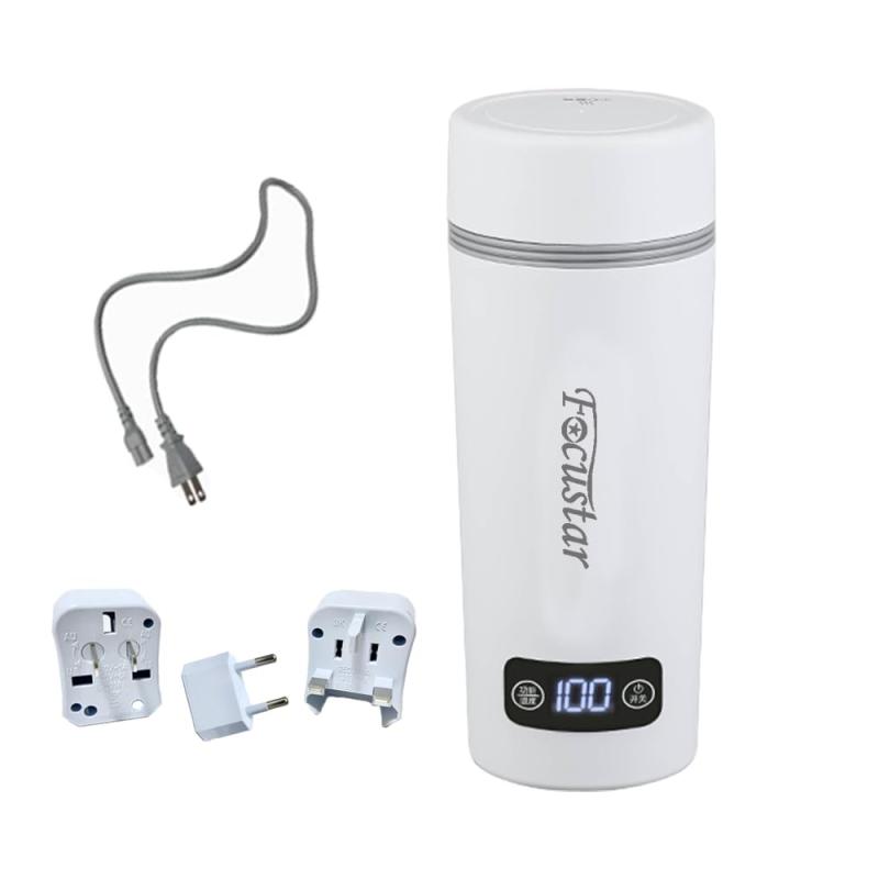 Focustar ポータブルケトル 電気ケトル 小型 海外対応 100-240V兼用 350ML トラベルケトル 4段温度調節 300W低消費電力 ポータ電源で使用可能 携帯湯沸かし器 8分で早く沸騰 沸騰したら自動OFF 空焚