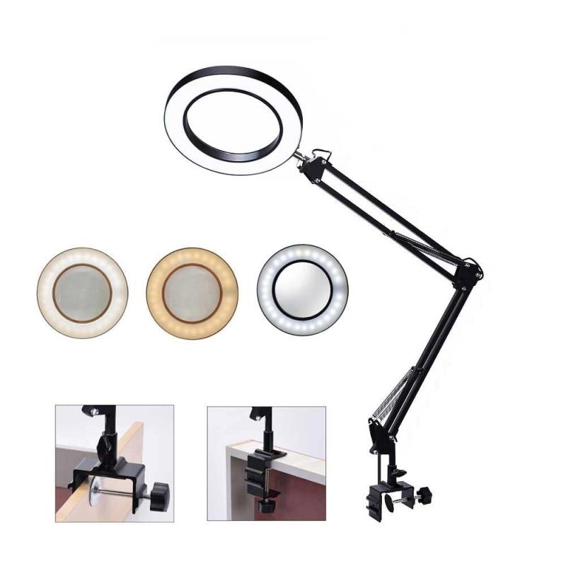 zmart 5倍 拡大鏡 USB LED フレキシブル デスク 3色 照明付き 拡大鏡 ランプ ルーペ 読み取り リワーク はんだ付け 大型 5X 5X Magnifier USB LED Flexible Desk 3 Colors Lighted M