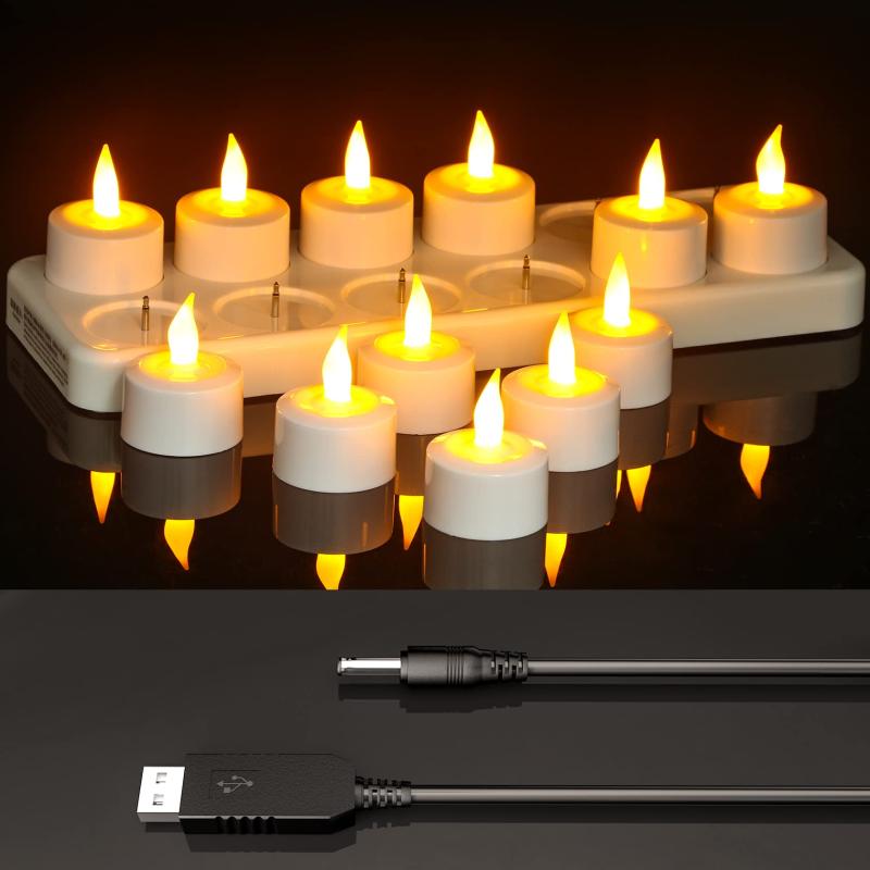 PChero 停電キャンドルライト 無炎充電式LED タイマー機能 ピラーキャンドル 屋外屋内装飾 お祭り 省エネ 長持ち 夏祭り リモコン カップ付 12個セット