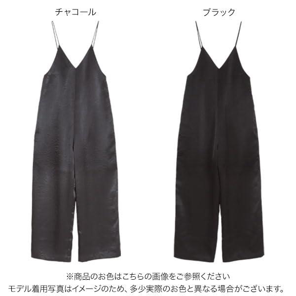 [神戸レタス] オールインワン サテン サロペット Vネック レディース 夏 夏服 ワイ...