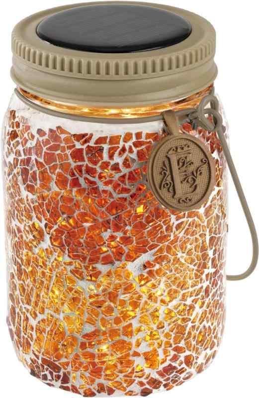 色とりどりのガラスがキラキラ輝く ソーラー ガーデンライト Amber Shine Sサイズ 径8×高さ13.5cm モザイクガラス 太陽の力で光るLEDライト 暗くなると自動的に点灯 防水等級IPX4 キラキラを閉じ