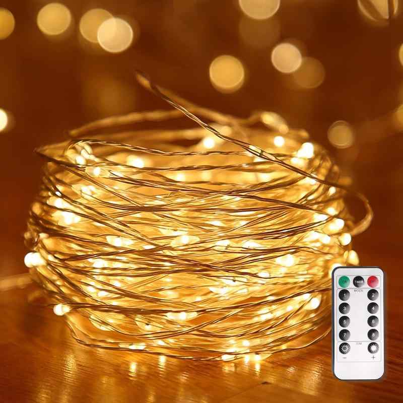 【2025モデル】電池式 LEDイルミネーション 10m 100球 リモコン操作【8 点灯パターン・断線防止・長寿命】IP65 防水 屋外対応 LED 輝度改良済 自由に曲げられる絶縁銅線 ワイヤーライト カーテン