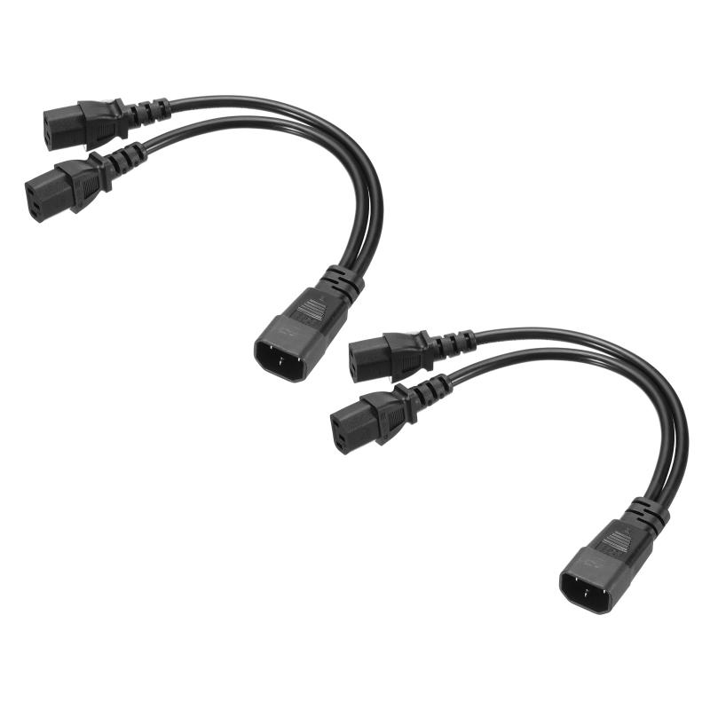 DMiotech 2本セット 1フィート IEC 60320 C14 to IEC 60320 2 C13 電源コード 125V 13A C14 to 2 C13 電源延長ケーブル PC モニター 電源装置用 黒