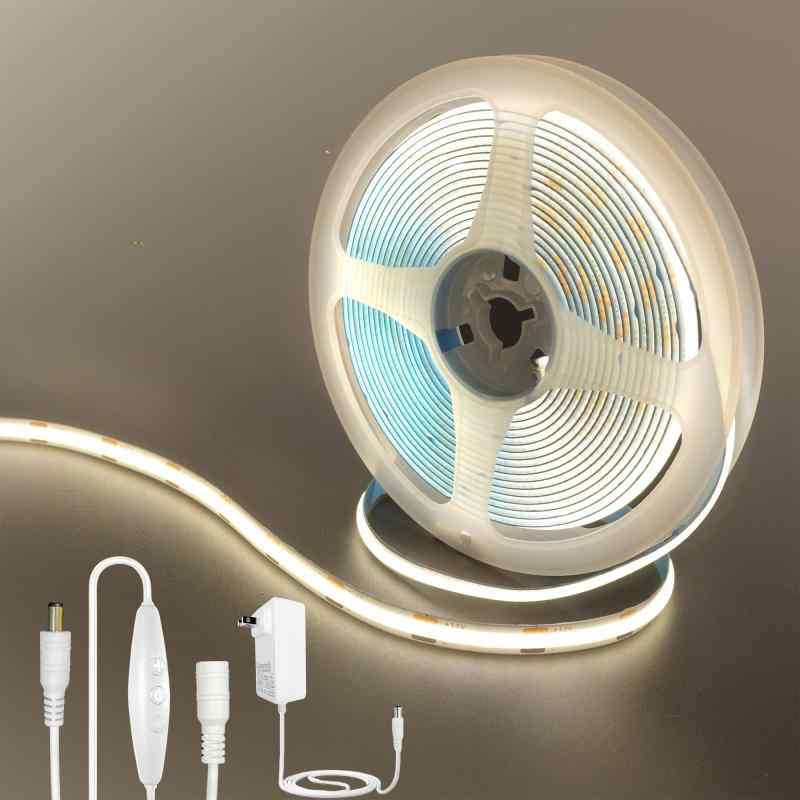 樂天商城 - クリアヒル（Clearhill）12V COB LEDストリップライト 調光可能 幅8mm 320LEDs/M、10W/M、高密度CRI90 強力な光 両面テープ変形可能 切断可能 非防水IP20 DIY 家庭のインテリア用