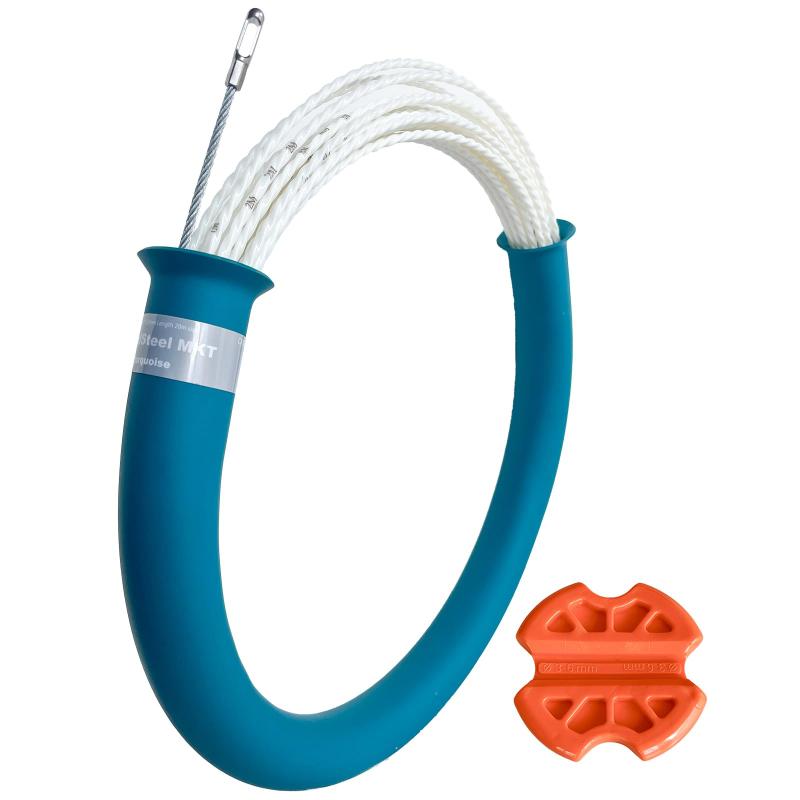 樂天商城 - 他の工具と馴染むカラーに仕上げました 【なにより道具を大切にするあなたに使って欲しい】SPEED STEEL MKT スピードスチール 速攻通線20m Φ4.0 (ホワイト&ターコイズチューブ) 配線通し 通