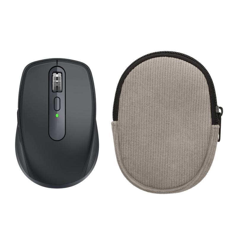 kwmobile Logitech MX ANYWHERE 3 / ANYWHERE 3S対応 保護ケース マウス 耐衝撃 - コーデュロイ マウス保護 収納ケース 黒色