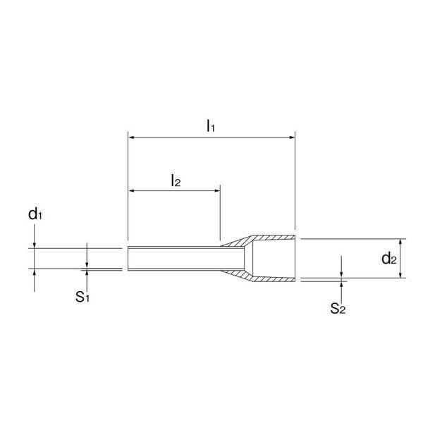 stellarshopの東洋技研 TAシリーズ 絶縁スリーブ付きフェルール 棒圧着端子 0.75mm2 導電部12mm 灰 1袋100個入 TA0.75-12GY-100P｜アングル2