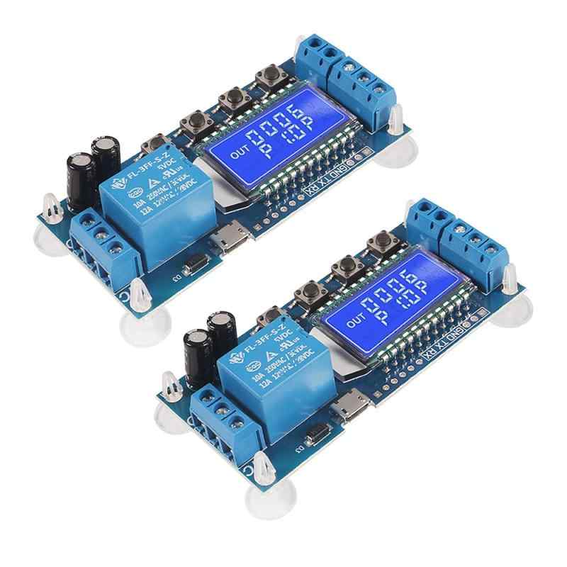 樂天商城 - ACEIRMC 2個時間遅延リレー 5V 12V 24V 遅延コントローラボード 遅延オフセルフタイマー0.01秒-9999分 遅延スイッチングリレーモジュール マイクロUSBの5V電源をサポート LCD付き