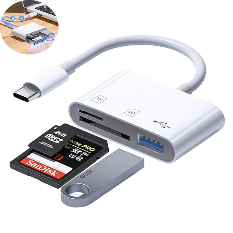 USB C SD Type-C-SD/TF カードリーダー3in1 Type-C メモリカードリーダーカメラ用 外付メモリーカー 高速双方向データ転送 写真 動画 音楽 サポートMicroSD/SDHC/SDXC/TF/Uディスク Mac Book Pr