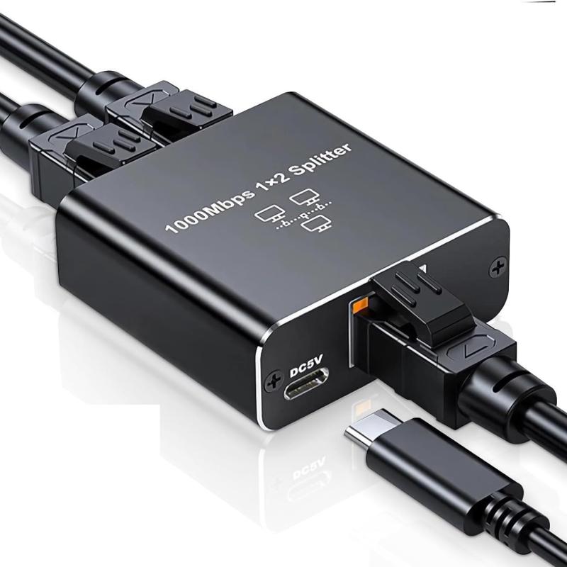 Parishop LAN 分配器 LANケーブル 分岐 RJ45 高速1000Mbps スイッチングハブ 1入力2/4出力 有線LAN中継器 分配器 2/4台同時使用 Cat5/Cat5e/Cat6/Cat7/Cat8対応 ネットワーク拡張 Switch